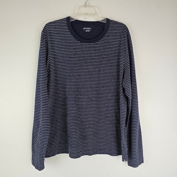 UNTUCKit Other - UNTUCKit Lambert Mens XL Navy Blue Striped Long Sleeve Cotton T-Shirt 40810